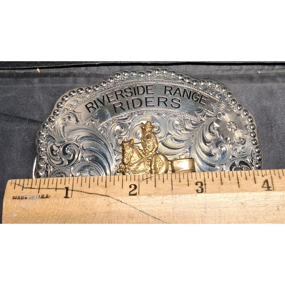 Vintage Wager's German Silver Riverside Range Riders 2000 Barrel Racing Buckle - Picture 8 of 8